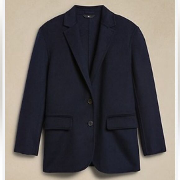 NWT Banana Republic Nelli Oversized Wool Double-Faced Blazer in Navy, Size M - Picture 3 of 15